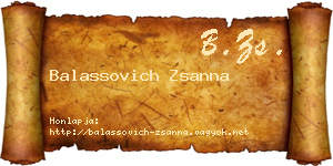 Balassovich Zsanna névjegykártya